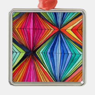 Regenbooggeometrische optische kunst metalen ornament