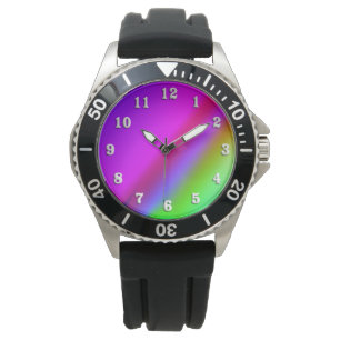 Regenbooggezicht met witte cijfers horloge