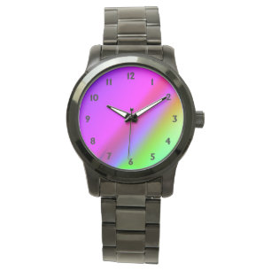 Regenbooggezicht met zwarte cijfers horloge