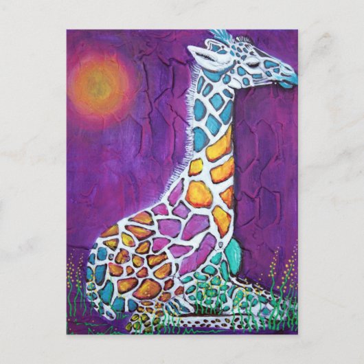 RegenboogGiraffe Briefkaart (Voorkant)