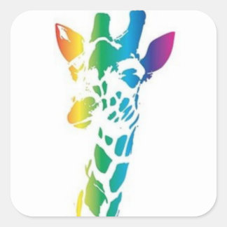 RegenboogGiraffe Vierkante Sticker