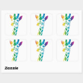 RegenboogGiraffe Vierkante Sticker (Vel)
