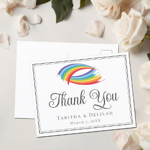 Regenbooggolven Mooie LGBTQ-huwelijksbedankje Briefkaart