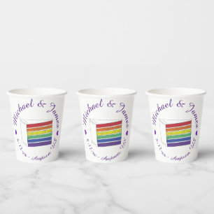 Regenbooggordel Slice Paarse Heart LGBT Gay Papieren Bekers