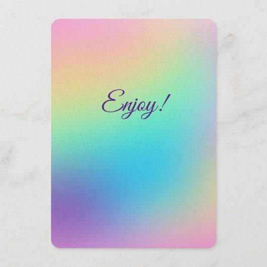 regenbooggradiënt bruiloft menu (Achterkant)