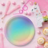 regenbooggradiënt bruiloft papieren bordje (Feest)