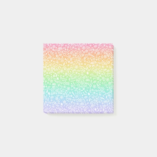 Regenbooggradiënt Doodles Post-it Notes (Voorkant)