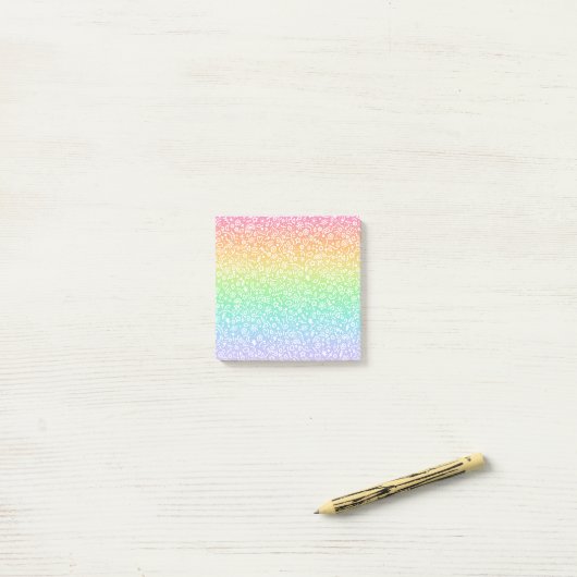 Regenbooggradiënt Doodles Post-it Notes (Op bureau)