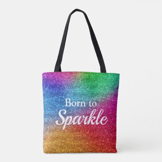 Regenbooggradiënt Glitter Born to Sparkle Draagtas (Achterkant)