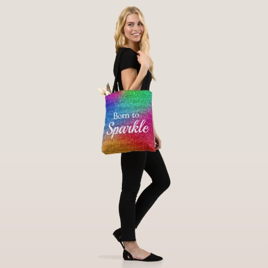 Regenbooggradiënt Glitter Born to Sparkle Draagtas (Op model)