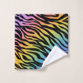 Regenbooggradiënt Zebra Stripes afdrukken op zwart Bad Handdoek (Wasdoekje)