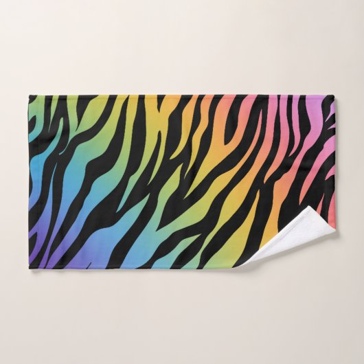 Regenbooggradiënt Zebra Stripes afdrukken op zwart Bad Handdoek (Handdoek)