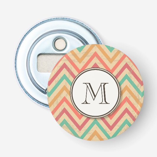 Regenbooggrap Zigzag Chevron Stripes Button Flesopener (Voorkant)
