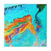 regenbooghaar blauw tegeltje (Voorkant)