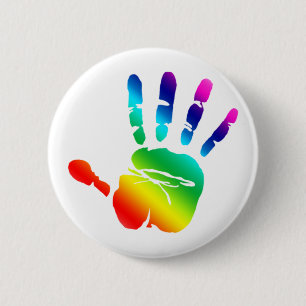 Regenbooghand Ronde Button 5,7 Cm