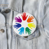 Regenbooghanden Ronde Button 4,0 Cm (In situ)