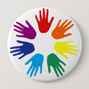 Regenbooghanden Ronde Button 4,0 Cm