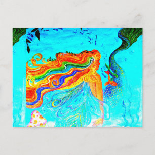 regenboogharige zeemeermin briefkaart