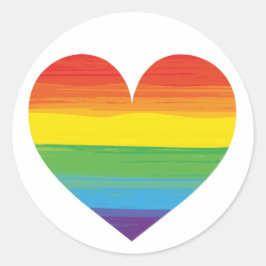 Regenbooghart Ronde Sticker