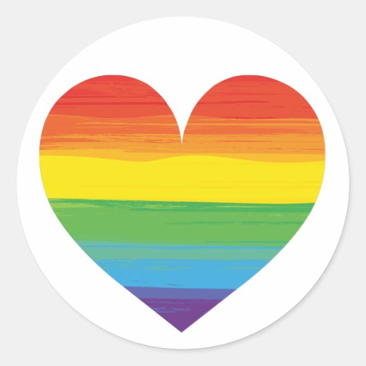 Regenbooghart Ronde Sticker (Voorkant)
