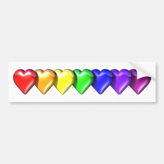 RegenboogHarten Bumpersticker (Voorkant)