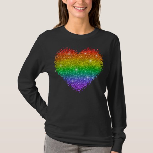regenbooghartglitter t-shirt (Voorkant)