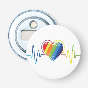 Regenbooghartslag Abstract Scribble Heart LGBQ Button Flesopener