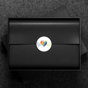 Regenbooghartslag Artistieke Abstracte Gay Pride Ronde Sticker