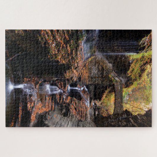 RegenboogHerfsten in Watkins Glen met herfstvullin Legpuzzel (Horizontaal)