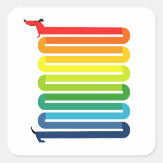Regenbooghond Vierkante Sticker