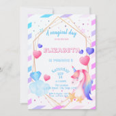 Regenbooghoorn, hart, gestripte verjaardag kaart (Voorkant)