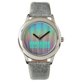 Regenbooghorloge. Holografisch! Voeg naam of Logo  Horloge