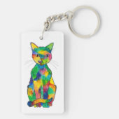 Regenboogkat Acrylische Sleutelhanger (achterkant)