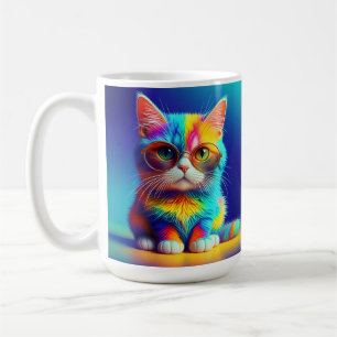 Regenboogkat Met Bril Portret-47567 Koffiemok