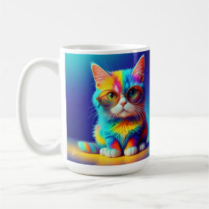 Regenboogkat Met Bril Portret-47567 Koffiemok