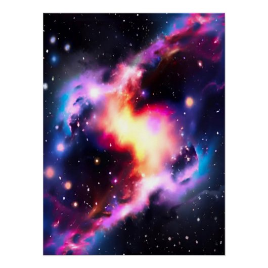 Regenboogkat Oognebula Galaxy Glossy Poster Perfect Poster (Voorkant)