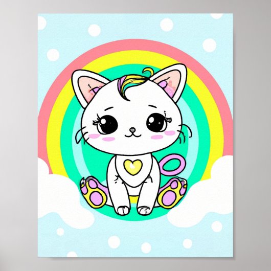 Regenboogkat Poster (Voorkant)