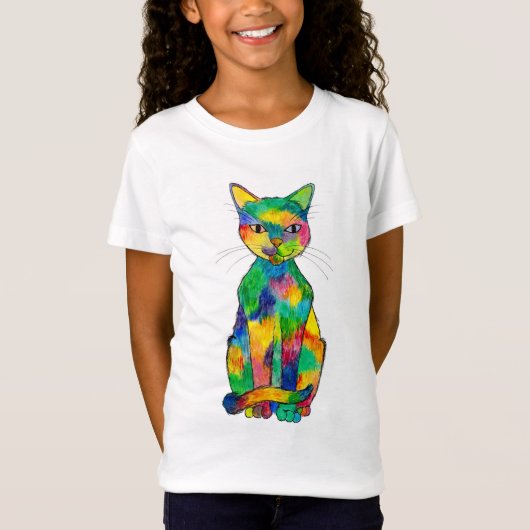 Regenboogkat T-Shirt (Kind) (Voorkant)