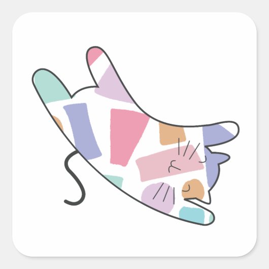 RegenboogKat Vierkante Sticker (Voorkant)