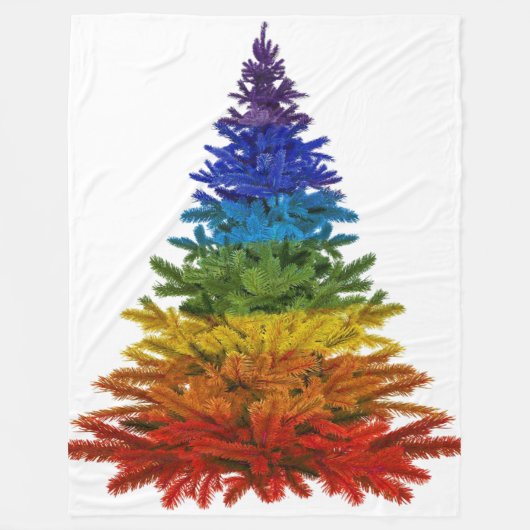 regenboogkerstboom fleece deken (Voorkant)