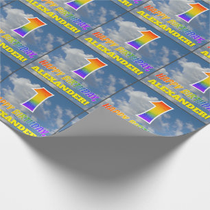 RegenboogKijk "1" & "HAPPY BIRTHDAY", Wolken, Sky Cadeaupapier