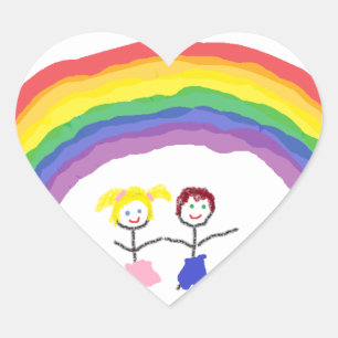 Regenboogkinderen Hart Sticker