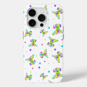 regenboogkinderen hond puppy polka stip helder leu iPhone 15 pro case