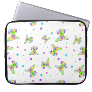 regenboogkinderen hond puppy polka stip helder leu laptop sleeve