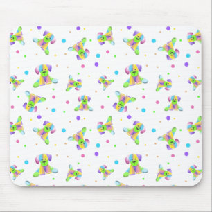 regenboogkinderen hond puppy polka stip helder leu muismat