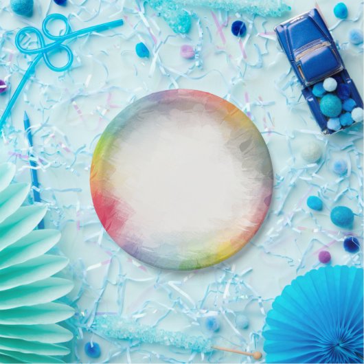 Regenboogkleuren Aangepaste feestdag rond Papieren Bordje (Feest)