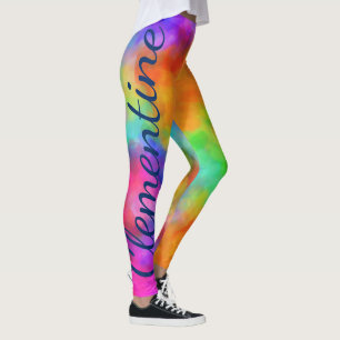 Regenboogkleuren Aangepaste naam Leggings