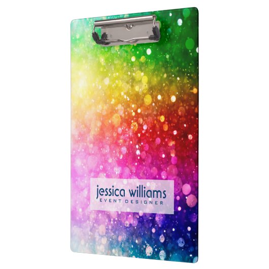 Regenboogkleuren Bokeh Glitter Klembord (Links)