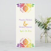 Regenboogkleuren damast trouwprogramma programma (Staand voorkant)