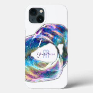 Regenboogkleuren glinster bubbels persoonlijke mon iPhone 13 hoesje